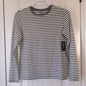 NWT Lord & Taylor Grey and White Long Sleeve Shirt